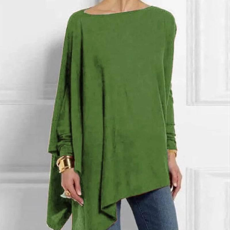 Cotton Irregular Women Blouses Shirt 2022 Autumn Female Solid Pullover Tops Casual O Neck Long Sleeve Blouse Ladies Tunic Blusas - Empire P.E