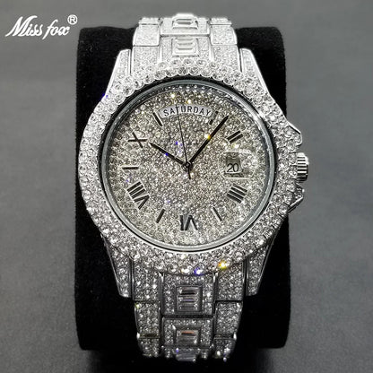 Men's Luxury Gold Hip Hop Diamond Quartz  Watches