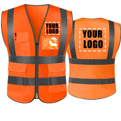 Reflective Safety Custom LOGO TEXT High Visibility Work Vest