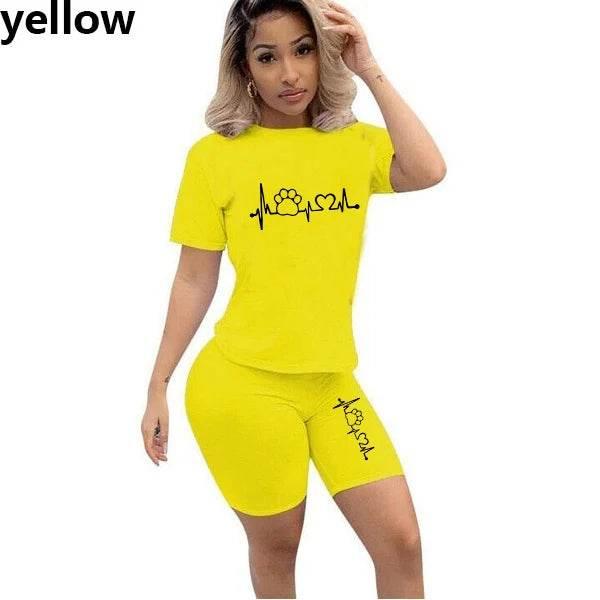 Summer Women Two Piece Set Sportswear T-Shirts and Shorts Ladies Casual O-Neck Pullover Short Sleeve - Empire P.E