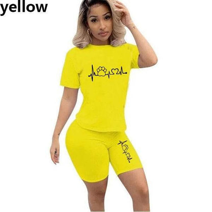 Summer Women Two Piece Set Sportswear T-Shirts and Shorts Ladies Casual O-Neck Pullover Short Sleeve - Empire P.E