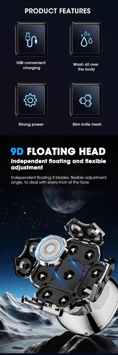 Head Shaver for Bald Men 9D Waterproof Cordless Wet/Dry & Bald Head Shaver with Rotary Blades - Grooming Kit with Electric Razor - Empire P.E