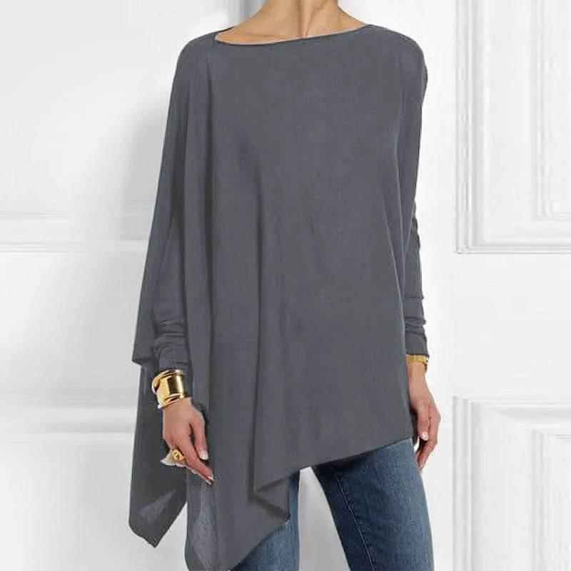 Cotton Irregular Women Blouses Shirt 2022 Autumn Female Solid Pullover Tops Casual O Neck Long Sleeve Blouse Ladies Tunic Blusas - Empire P.E