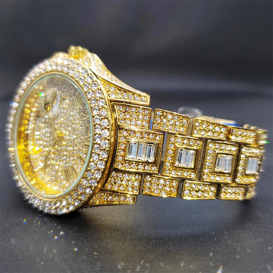 18K Gold Men Luxury Designer Diamond Watch