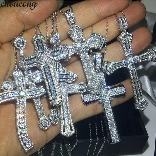 Luxury 925 Sterling Silver Cross Pendant Necklace