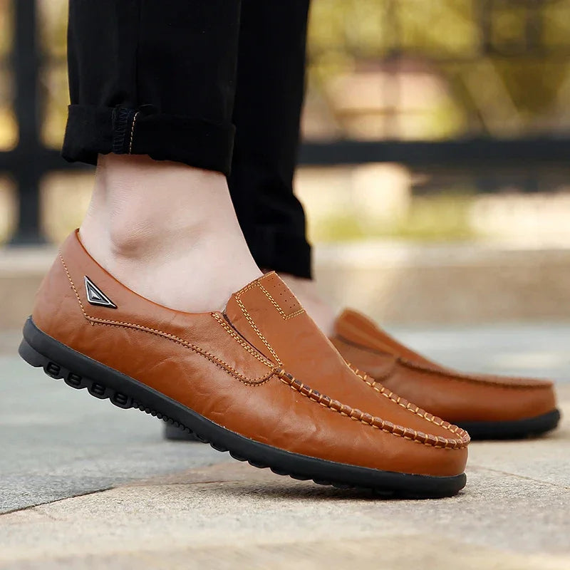 Genuine Leather Men Casual Shoes Luxury Brand Mens Loafers - Empire P.E