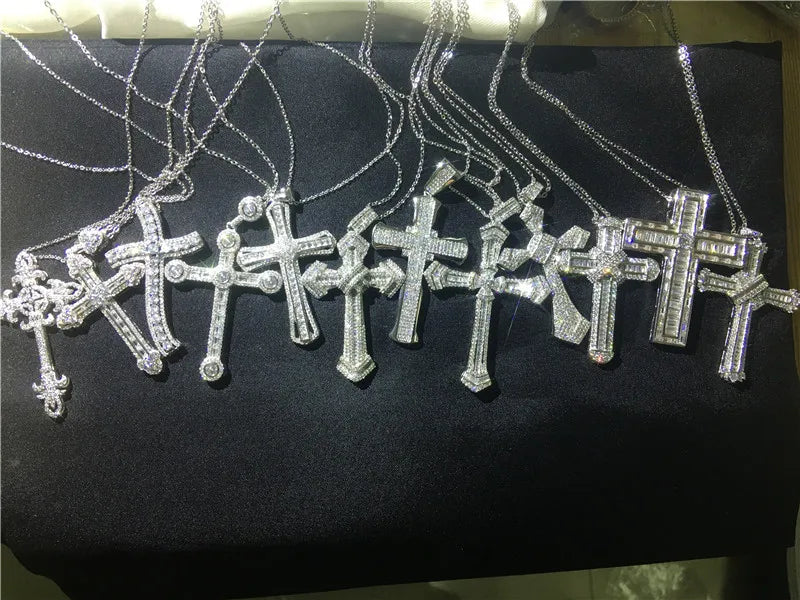 Luxury 925 Sterling Silver Cross Pendant Necklace