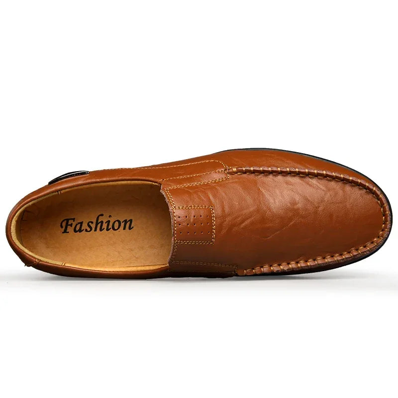 Genuine Leather Men Casual Shoes Luxury Brand Mens Loafers - Empire P.E