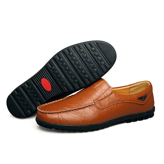 Genuine Leather Men Casual Shoes Luxury Brand Mens Loafers - Empire P.E