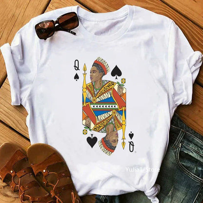 Flower Curly Puff Hair African Black Girl Print Tee Shirt - Empire P.E