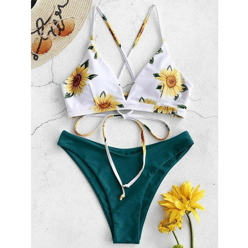 2025 Women's Sunflower Printed Bikini Set