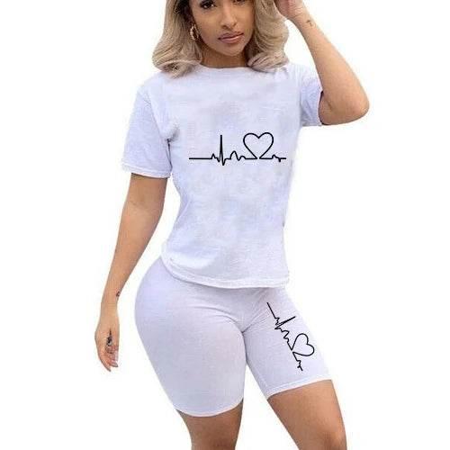Summer Women Two Piece Set Sportswear T-Shirts and Shorts Ladies Casual O-Neck Pullover Short Sleeve - Empire P.E