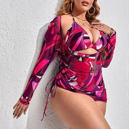 2023 Plus Size Bikini Swimwear Women Three Pieces Set