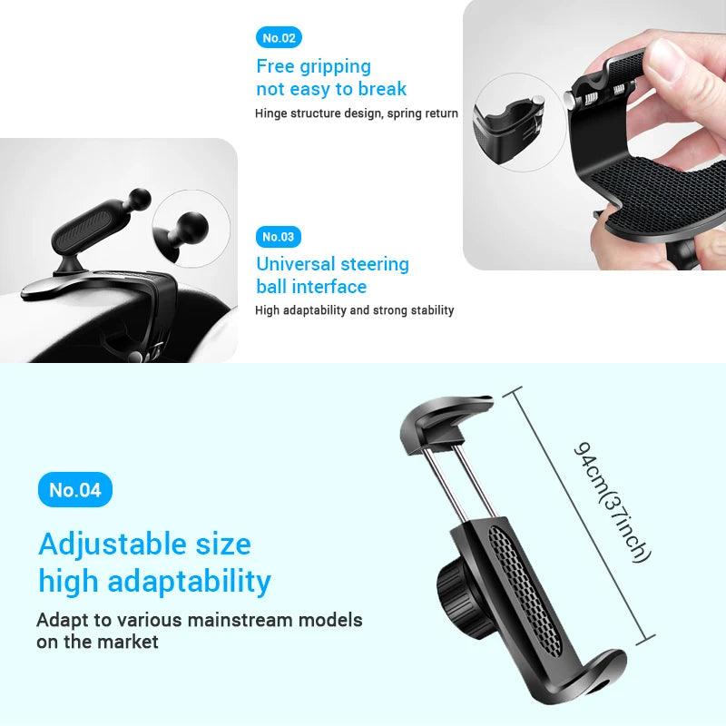 Dashboard Car Phone Holder ABS Mobile Phone Sun Visor Holder Auto Rear View Mirror Phone Support 360 Degree Rotation Accessories - Empire P.E