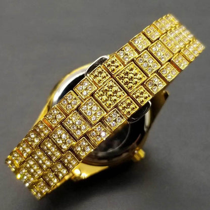 MISSFOX Hip Hop Men Watches Brand Luxury Roman Ice Out Automatic Date Male Wristwatch Full Diamond Waterproof Luminous Watch New - Empire P.E