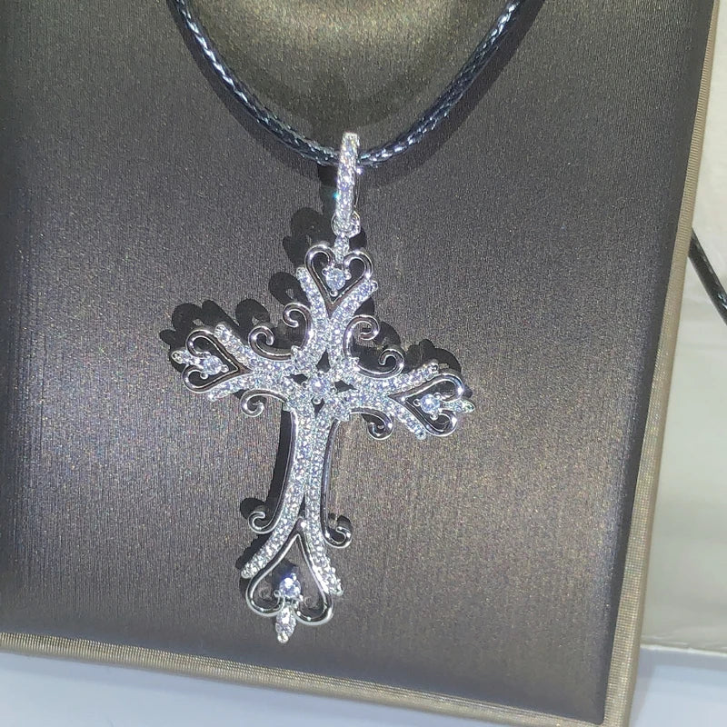 925 Silver Gothic Dark Style Cross Pendant Necklace
