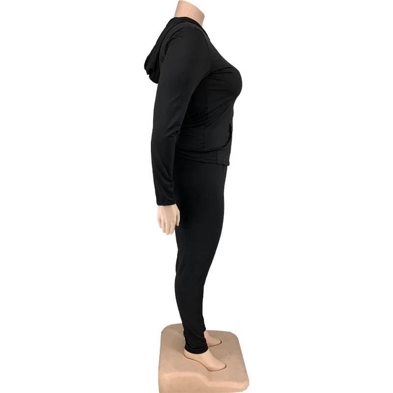 Plus Size Women Clothing Skinny Loungewear Long Sleeve Hoodies Tracksuit Pants Two Piece Sport Set Dropshipping Wholesale - Empire P.E
