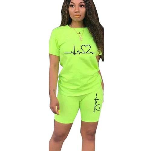 Summer Women Two Piece Set Sportswear T-Shirts and Shorts Ladies Casual O-Neck Pullover Short Sleeve - Empire P.E