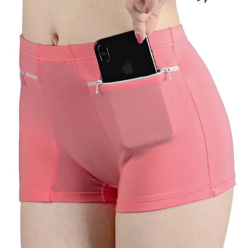 Plus Size Women Safety Short Pants Soft Boyshort Under Skirt Shorts With Zipper Pockets Breathable Theft-proof Female Underwear - Empire P.E