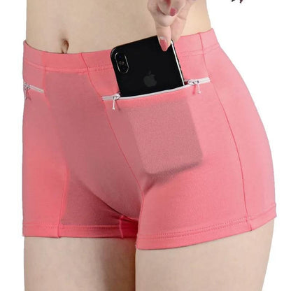 Plus Size Women Safety Short Pants Soft Boyshort Under Skirt Shorts With Zipper Pockets Breathable Theft-proof Female Underwear - Empire P.E