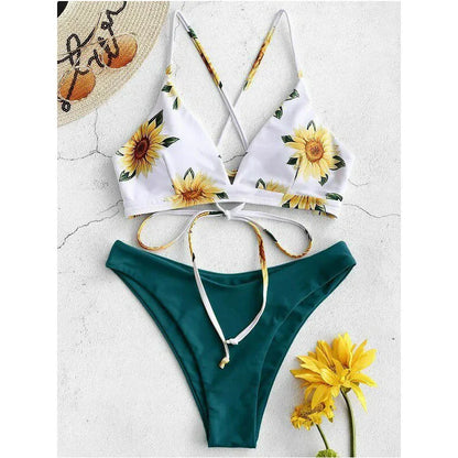 2025 Women's Sunflower Printed Bikini Set