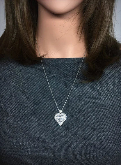 Heart Lab Diamond Pendant Real 925 Sterling Silver moissanite Jewelry - Empire P.E
