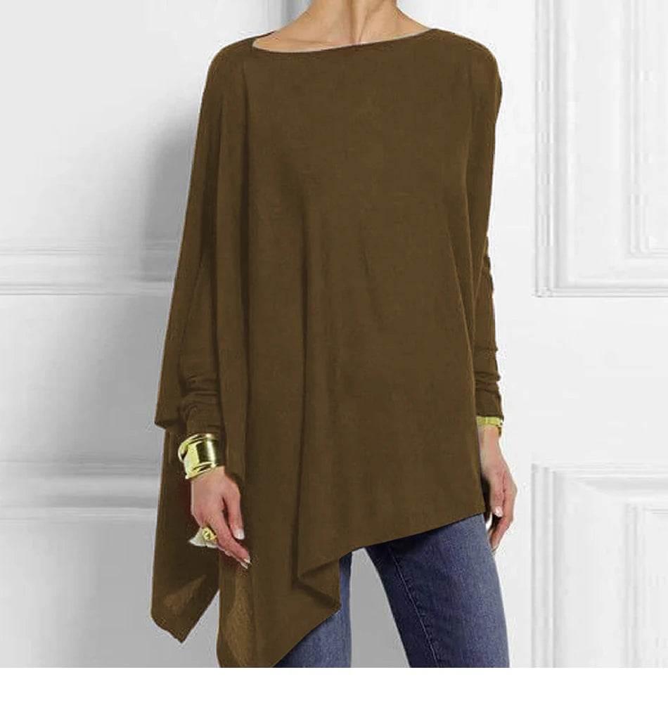 Cotton Irregular Women Blouses Shirt 2022 Autumn Female Solid Pullover Tops Casual O Neck Long Sleeve Blouse Ladies Tunic Blusas - Empire P.E