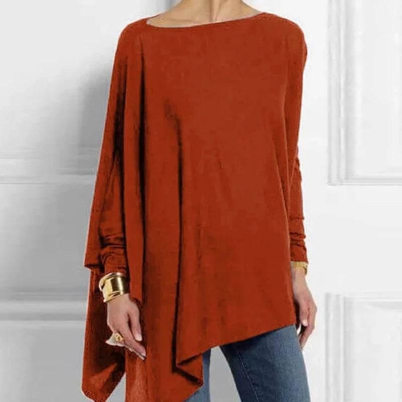 Cotton Irregular Women Blouses Shirt 2022 Autumn Female Solid Pullover Tops Casual O Neck Long Sleeve Blouse Ladies Tunic Blusas - Empire P.E