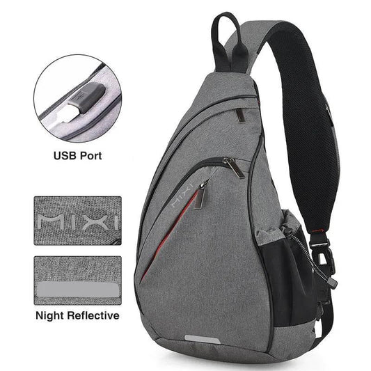 Mixi Men One Shoulder Backpack Women Sling Bag Crossbody USB Boys Cycling Sports Travel Versatile Fashion Bag Student School - Empire P.E