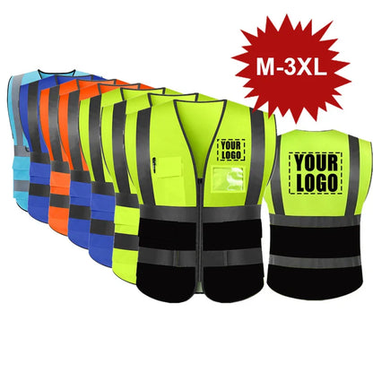 Reflective Safety Custom LOGO TEXT High Visibility Work Vest