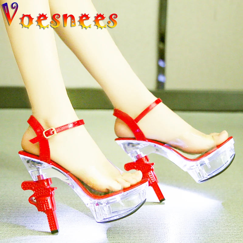 Voesnees Ultra-heeled Sandals LED Glowing Platform Women Shoes