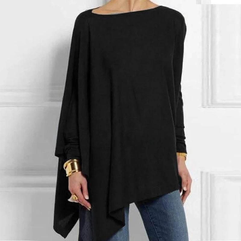 Cotton Irregular Women Blouses Shirt 2022 Autumn Female Solid Pullover Tops Casual O Neck Long Sleeve Blouse Ladies Tunic Blusas - Empire P.E
