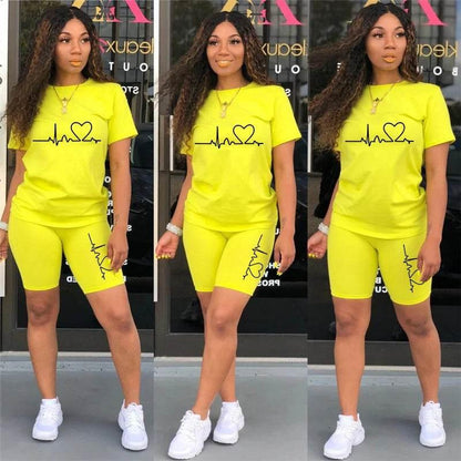 Summer Women Two Piece Set Sportswear T-Shirts and Shorts Ladies Casual O-Neck Pullover Short Sleeve - Empire P.E