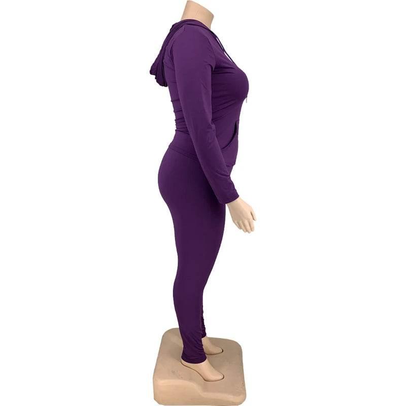 Plus Size Women Clothing Skinny Loungewear Long Sleeve Hoodies Tracksuit Pants Two Piece Sport Set Dropshipping Wholesale - Empire P.E