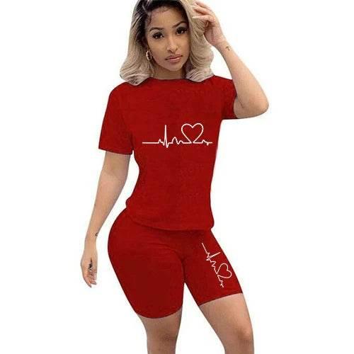 Summer Women Two Piece Set Sportswear T-Shirts and Shorts Ladies Casual O-Neck Pullover Short Sleeve - Empire P.E