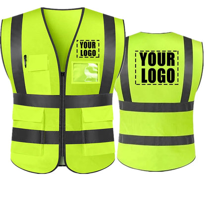 Reflective Safety Custom LOGO TEXT High Visibility Work Vest