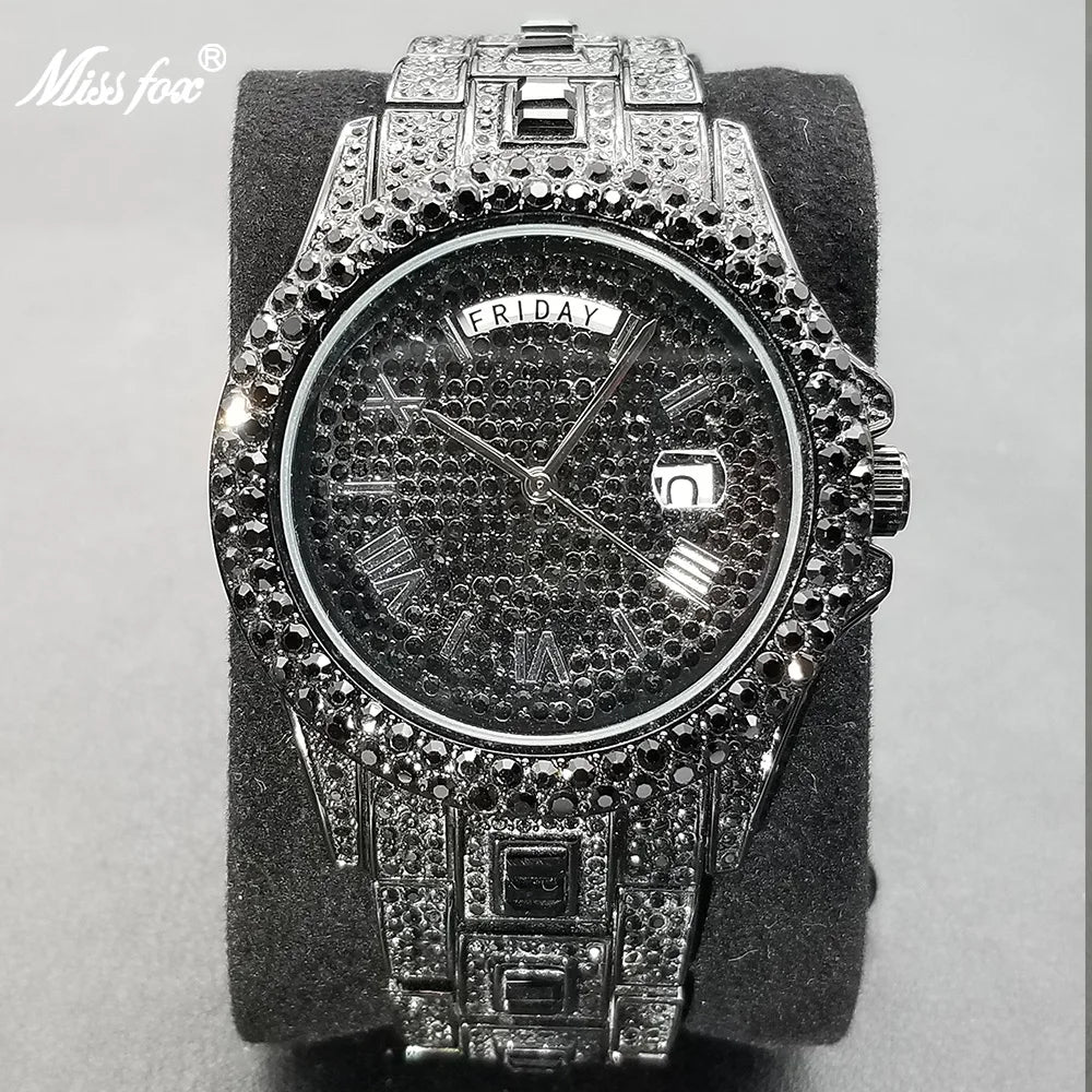 Men's Luxury Gold Hip Hop Diamond Quartz  Watches