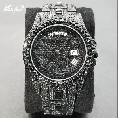 Men's Luxury Gold Hip Hop Diamond Quartz  Watches