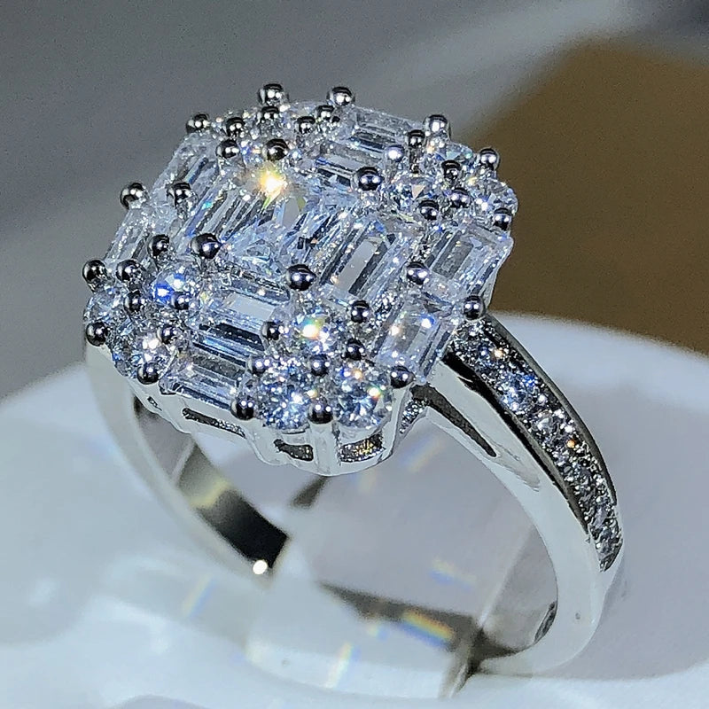 Exquisite Square Zircon Countless Claw Rings