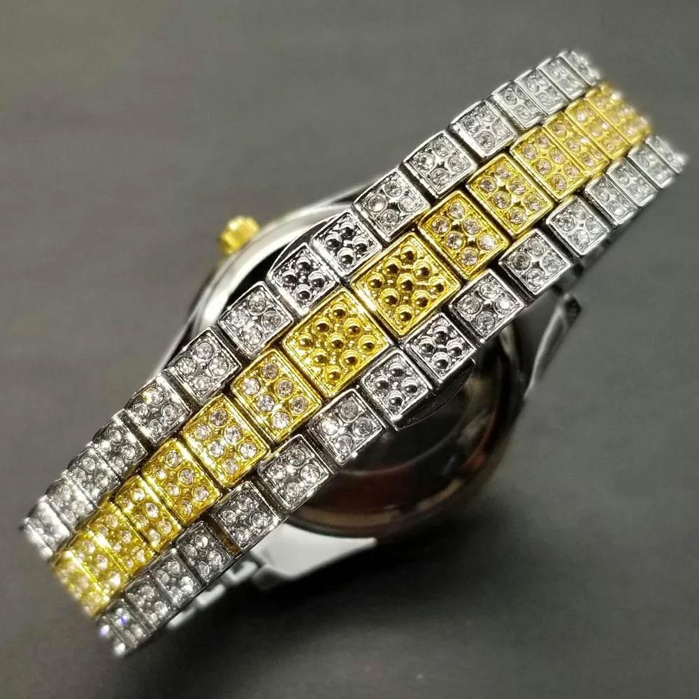 MISSFOX Hip Hop Men Watches Brand Luxury Roman Ice Out Automatic Date Male Wristwatch Full Diamond Waterproof Luminous Watch New - Empire P.E