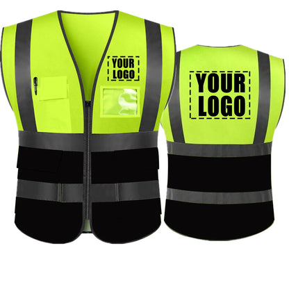 Reflective Safety Custom LOGO TEXT High Visibility Work Vest