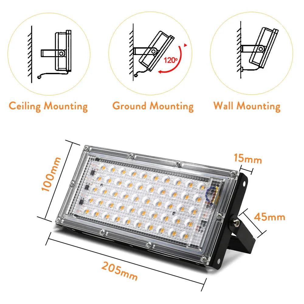 LED Floodlight Bulb 50W AC 110V 220V 230V 240V White Lamp - Empire P.E
