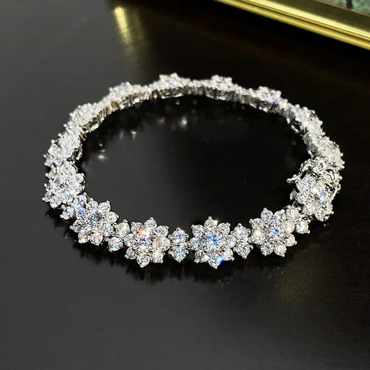 Luxury Flower Lab Diamond Bracelet 925 Sterling Silver - Empire P.E