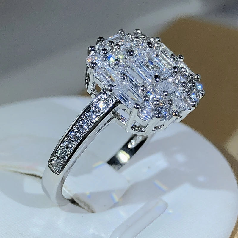 Exquisite Square Zircon Countless Claw Rings