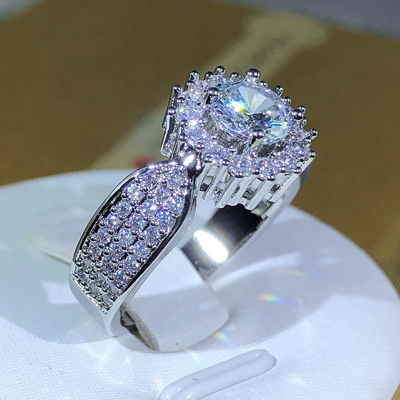 Newest Classic 925 Sliver White Zircon Ring