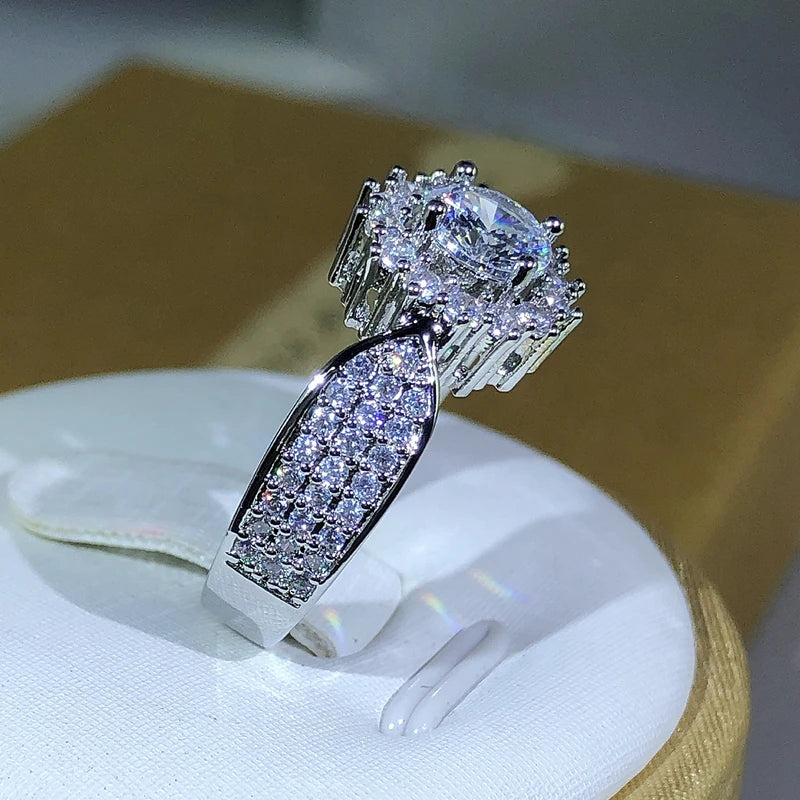 Newest Classic 925 Sliver White Zircon Ring