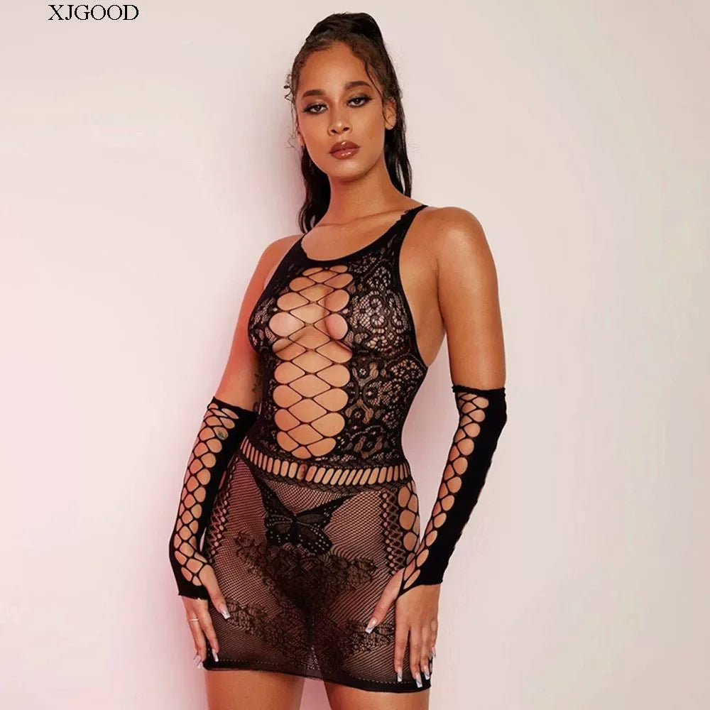 Open Back Fishnet Clothes Bodysuit - Empire P.E