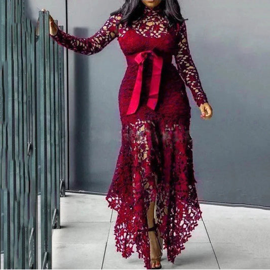 2025 New Women's  Lace  Asymmetrical Dress