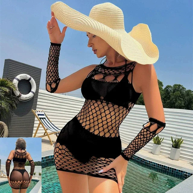 Open Back Fishnet Clothes Bodysuit - Empire P.E