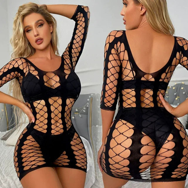Open Back Fishnet Clothes Bodysuit - Empire P.E